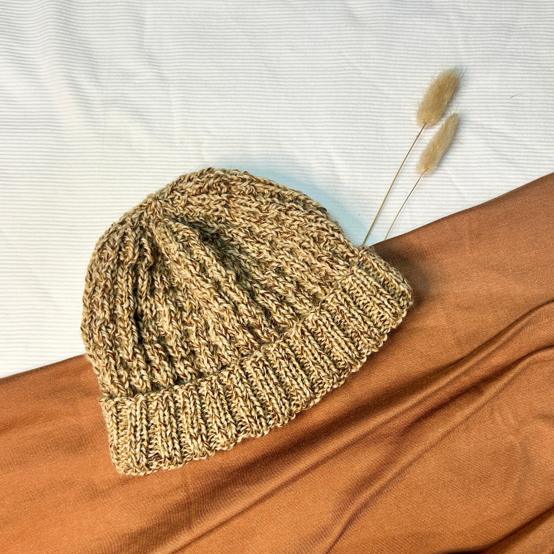 Knitted Brown Beanie Hat Crochet (Finished Good)