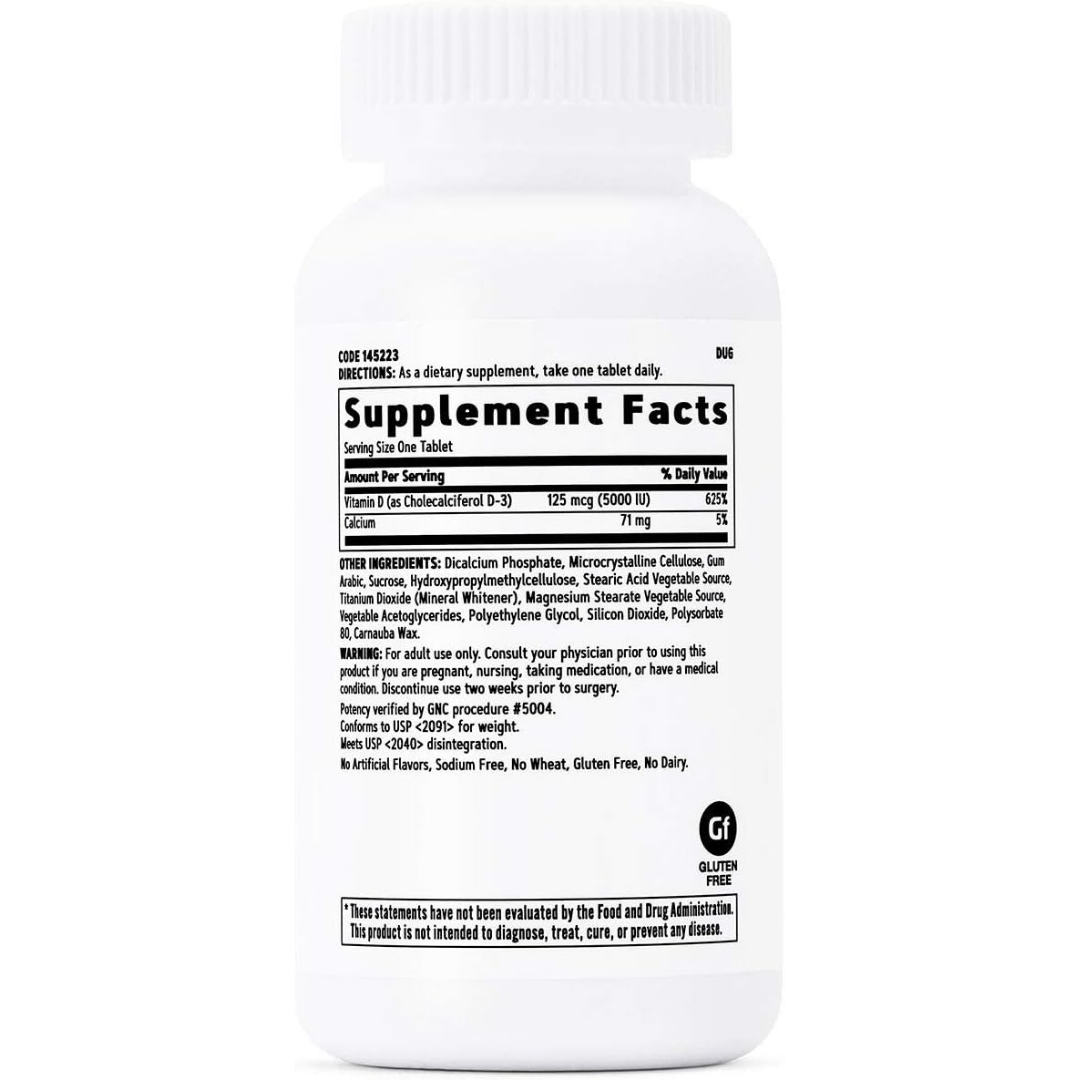GNC Vitamin D-3 125mcg 5000IU 180 Tablets