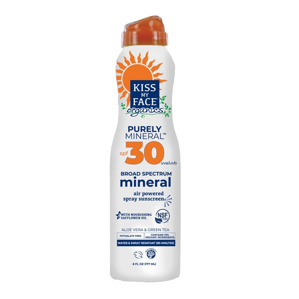 Kiss My Face Purely Mineral SPF30 broad Spectrum Mineral Aloe Vera & Green Tea 6fl.oz. 177mL