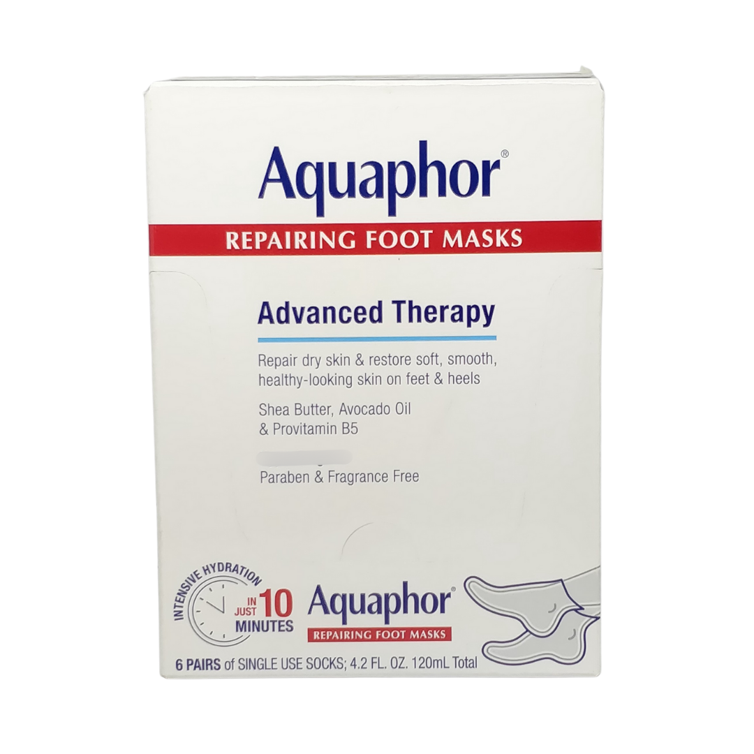 Aquaphor Repairing Foot Masks Advanced Therapy, 6 Pairs (Single Use Socks)