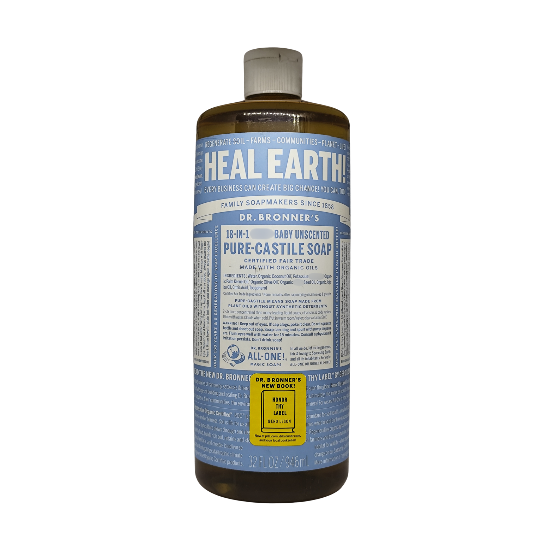 Dr. Bronner's 18 in 1 Baby Unscented Pure-Castile Soap, 32 fl. oz. / 946 ml