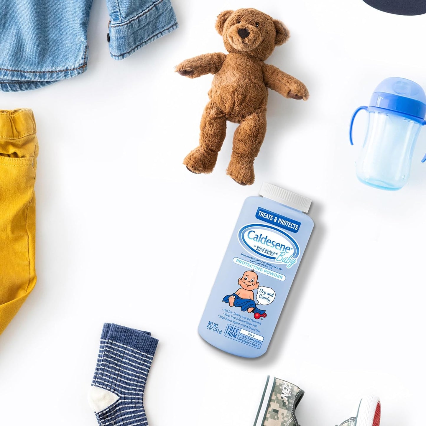 Caldesene Baby Cornstarch Powder Plus Skin-Soothing Aloe and Chamomile 142g