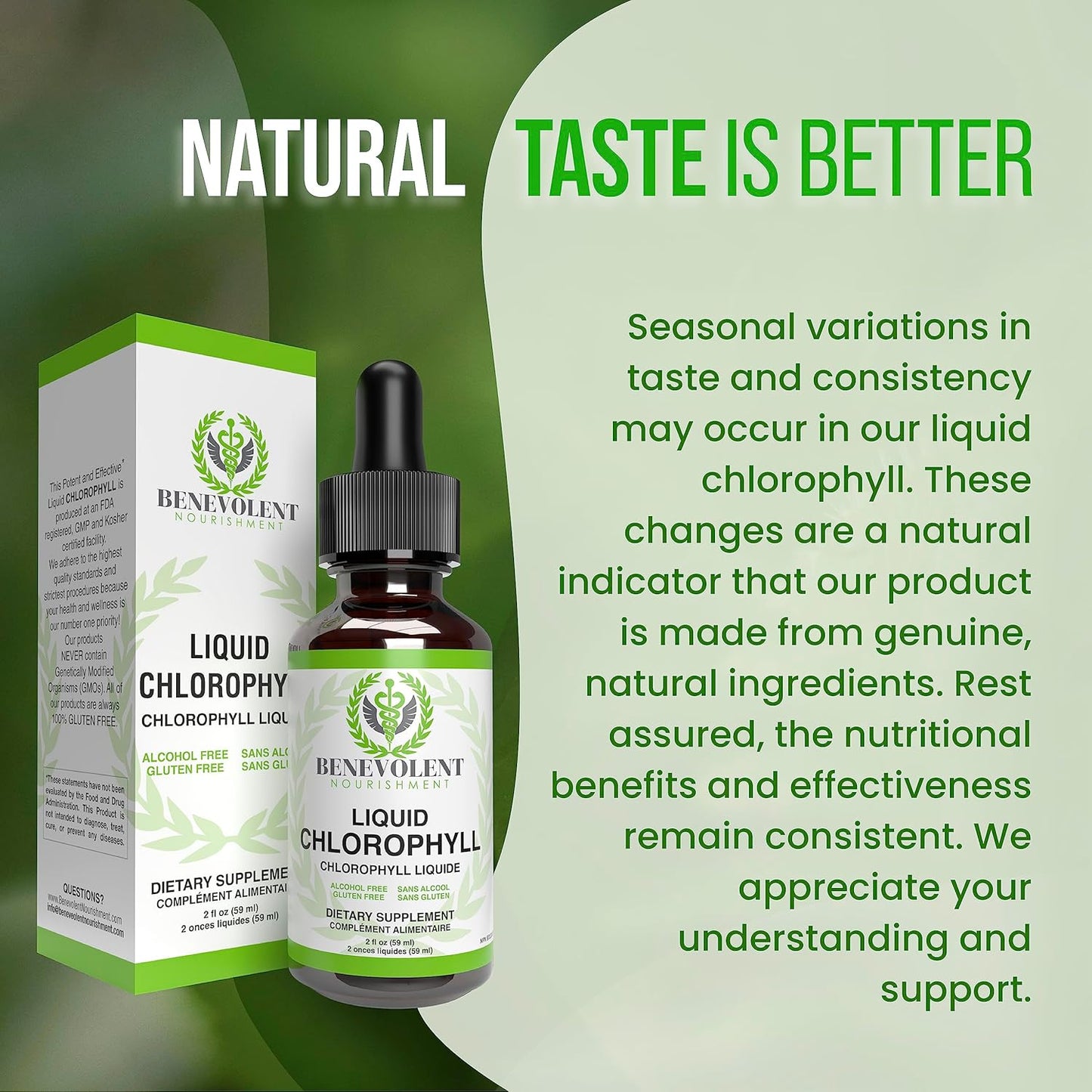 Benevolent Nourishment Liquid Chlorophyll Supplement Minty Flavor 2 fl oz / 59ml