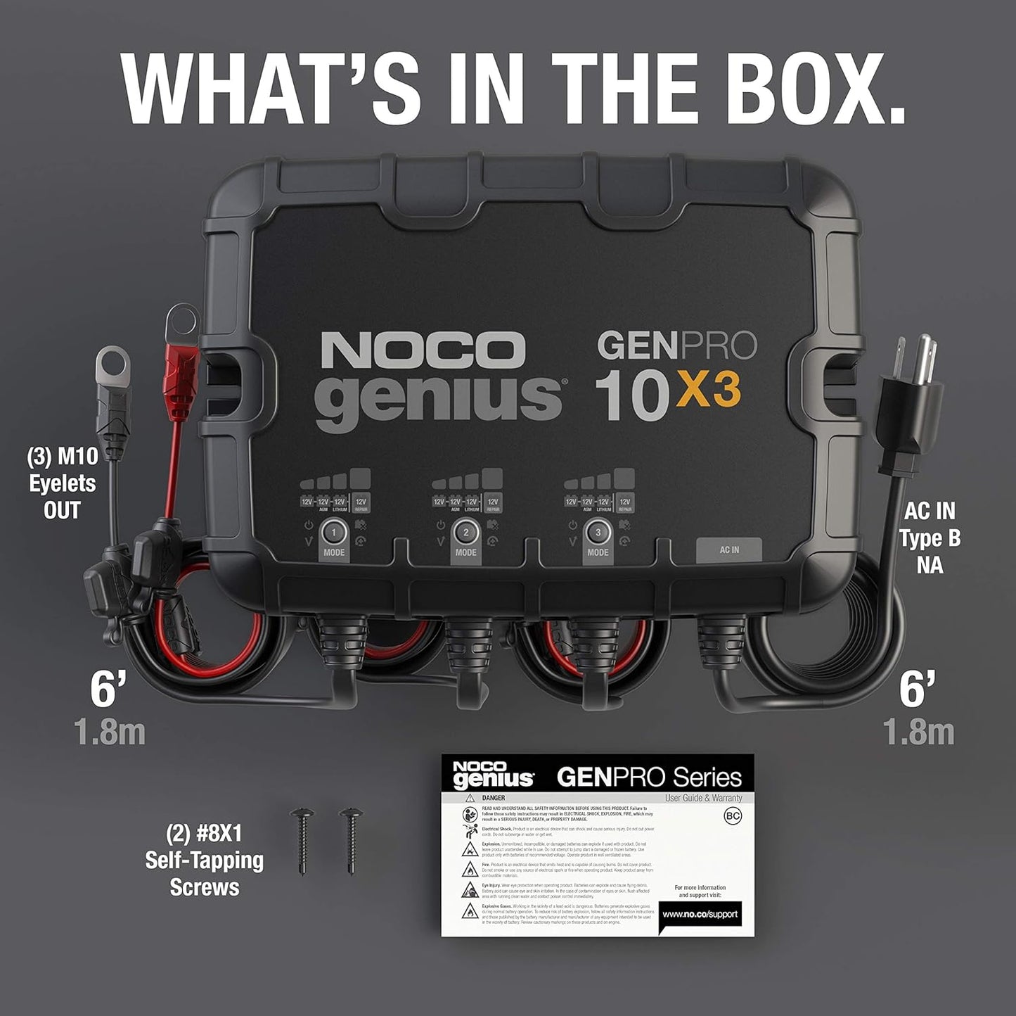 NOCO Genius GENPRO10X3 12V 30A 3-Bank On Board Battery Charger