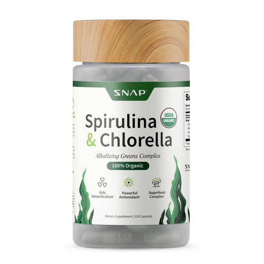 Snap Spirulina + Chlorella Alkalizing Greens Complex Dietary Supplement - 120 Capsules