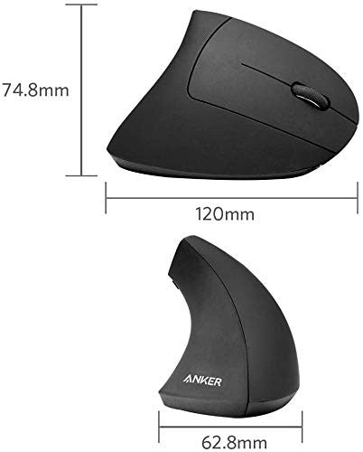 Anker Wireless 2.4G Vertical Ergonomic Optical Mouse for Windows, USB, 800 / 1200 /1600DPI, Black