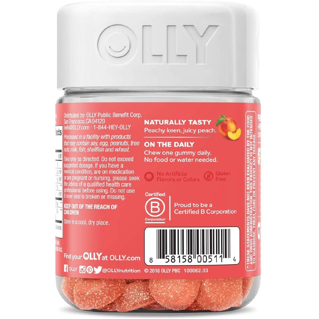 OLLY Probiotic + Prebiotic Peachy Peach (30 Gummies),