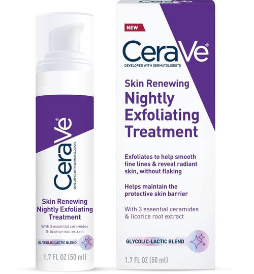 CeraVe Skin Renewing Nightly Exfoliating  Anti-Aging Face Serum, 1.7oz 50ml NO BOX