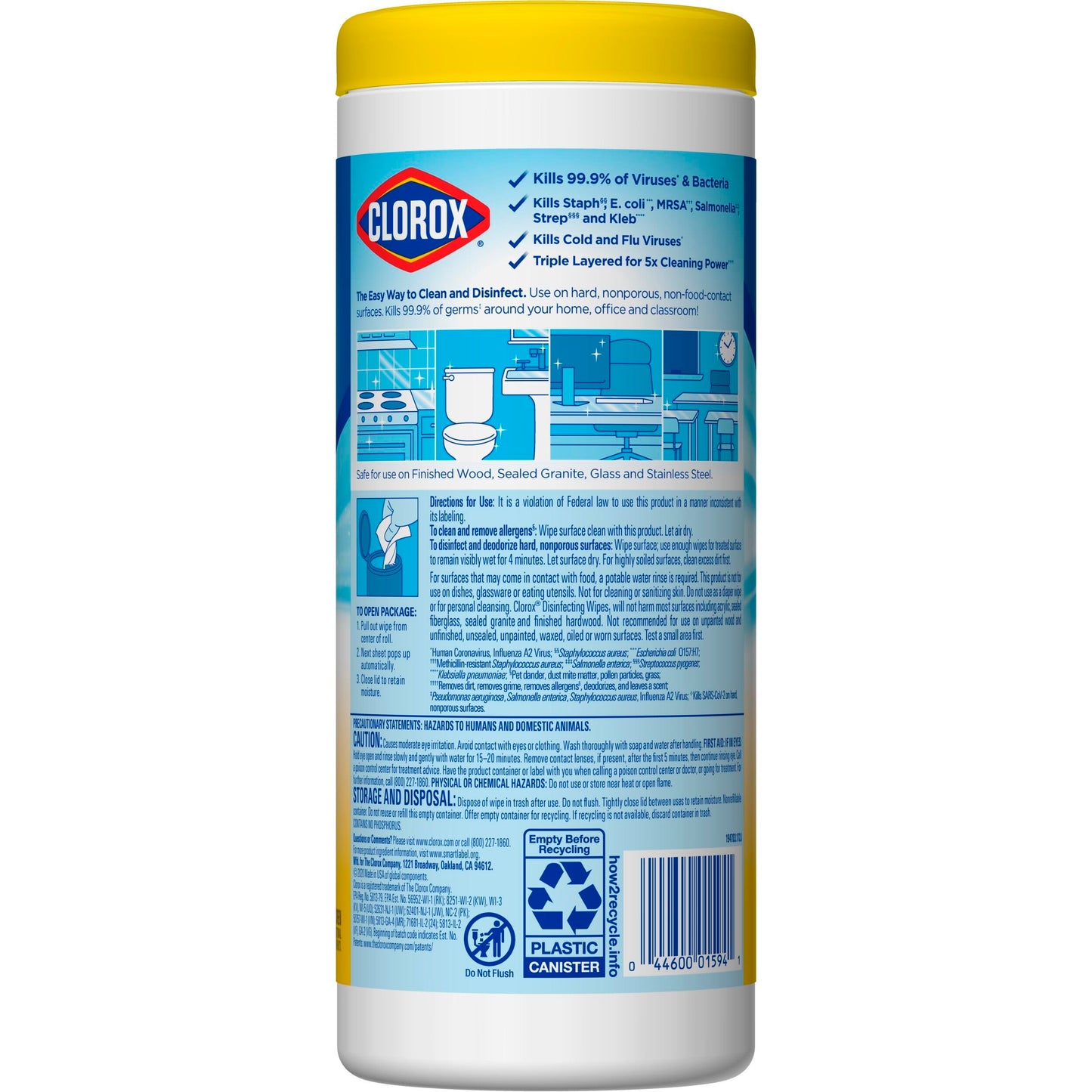 Clorox Disinfecting Wipes Kills 99.9% of Viruses & Bacteria, Crisp Lemon, 35 Wipes (9.1 oz. / 258g)