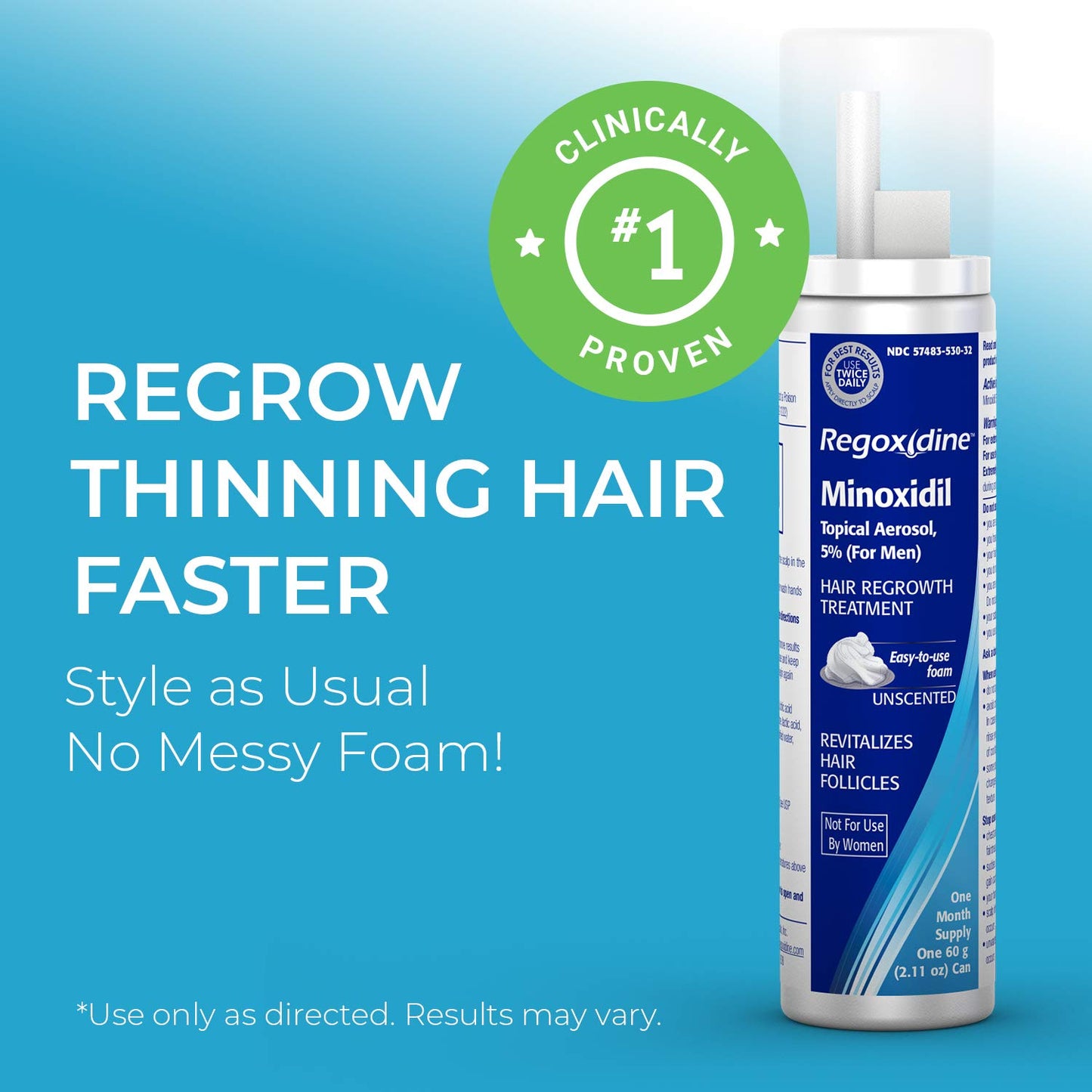 Regoxidine 5% Topical Aerosol Minoxidil Foam for Men Hair Regrowth Treatment Unscented PACKAGING MAY VARY
