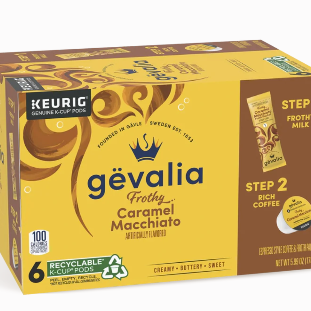 Gevalia Caramel Macchiato 2-Step K-Cup & Froth Packets, 6-Count