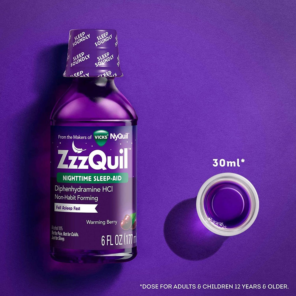 Vicks ZzzQuil Nighttime Sleep Aid, Warming Berry Liquid 12 fl.oz