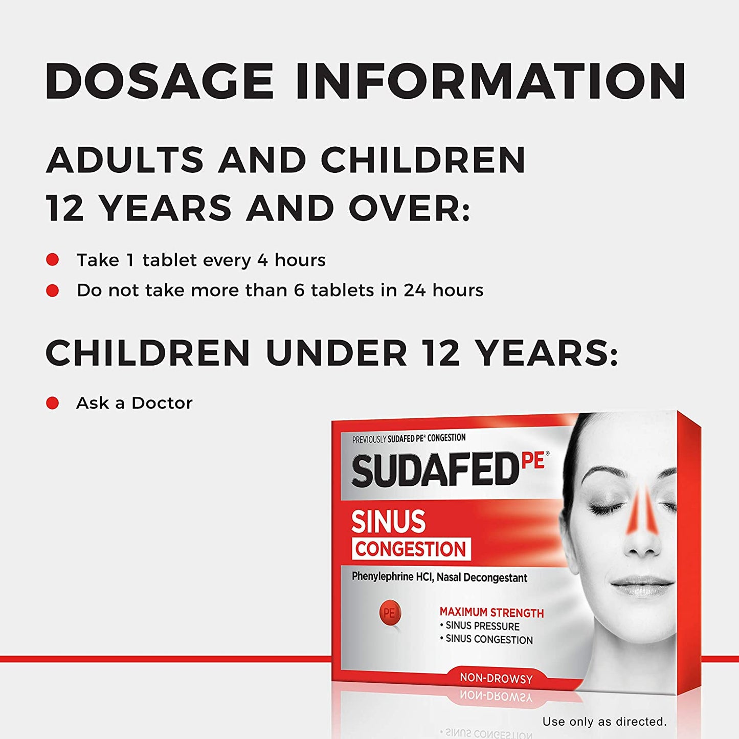 Sudafed PE Sinus Congestion Maximum Strength Nasal Decongestant 10mg, 36 Tablets