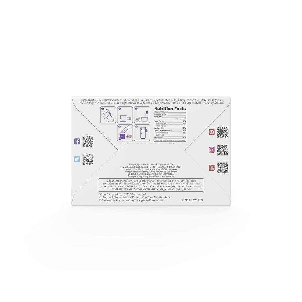 Yogurt Starter Cultures - Pack of 5 Freeze-dried Culture Sachets for Balkan Style Plain Yogurt