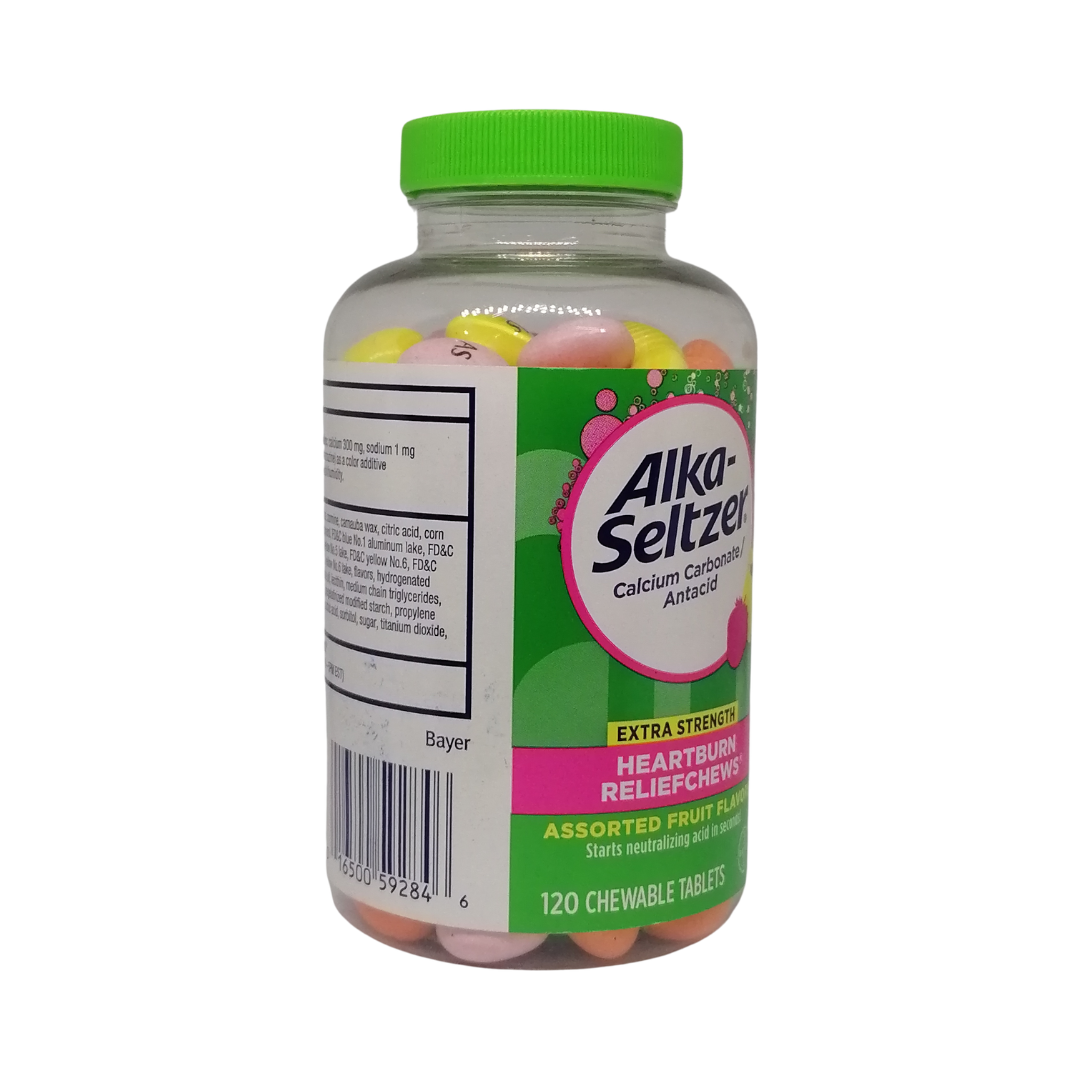 Alka-Seltzer Extra Strength Acid Neutralizer Assorted Fruit Flavors, 120 Tablets