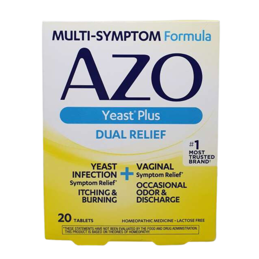 AZO Yeast Plus Dual Relief Yeast & Femine Women Area Symptom Relief 60 Tablets