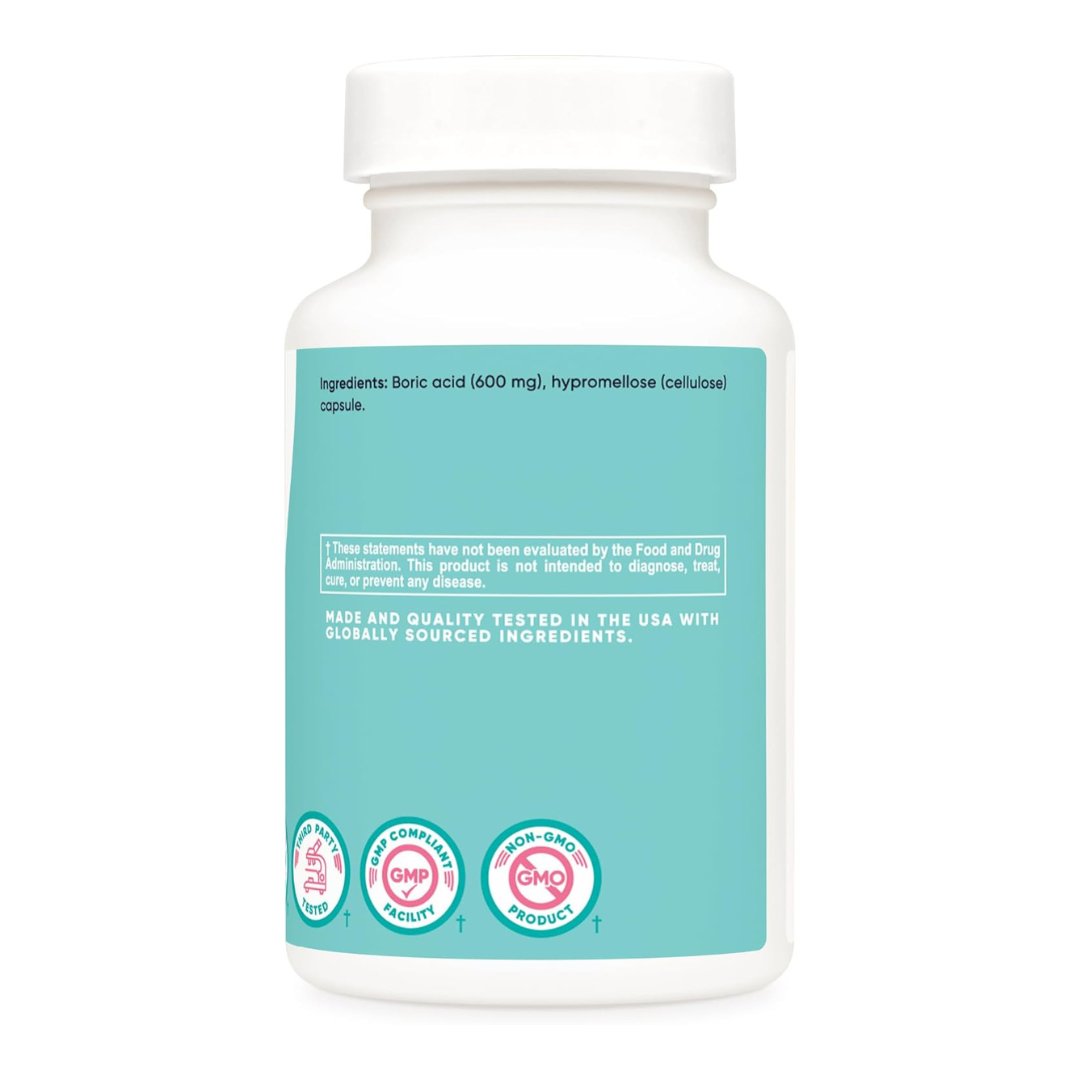 Nutricost Women Boric Acid Suppository 600mg Capsules 60 Count