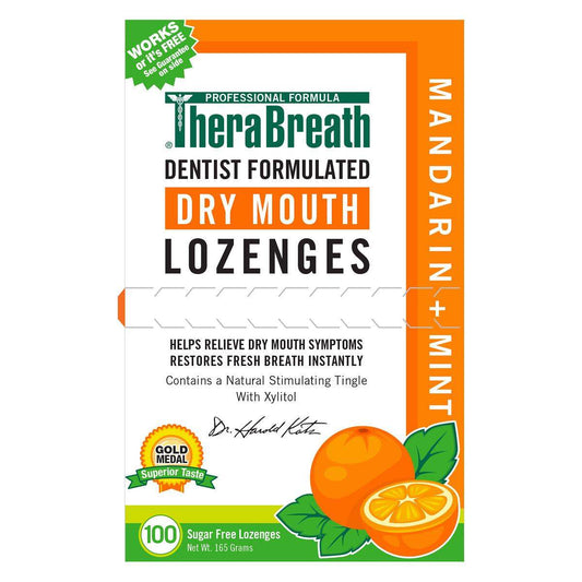 TheraBreath Dry Mouth Lozenges, Mandarin Mint Flavor (100 Lozenges)