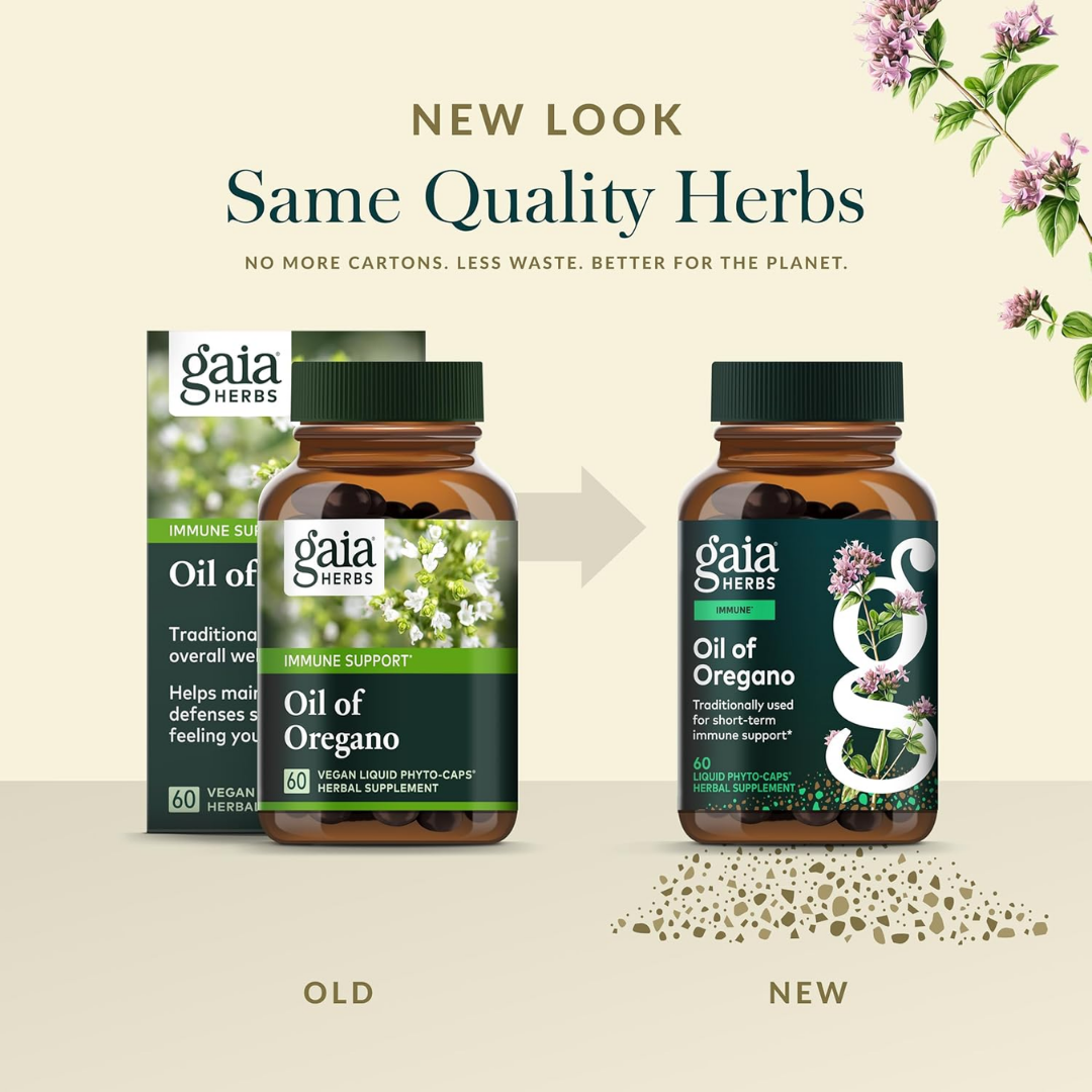 Gaia Herbs Oil of Oregano Immune Support, 60 Vegan Liquid Phyto-Caps