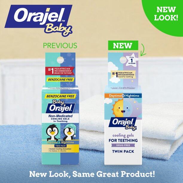Orajel Baby Daytime & Nighttime Cooling Gels for Teething (TWIN PACK), 0.18 oz. / 5.1g each