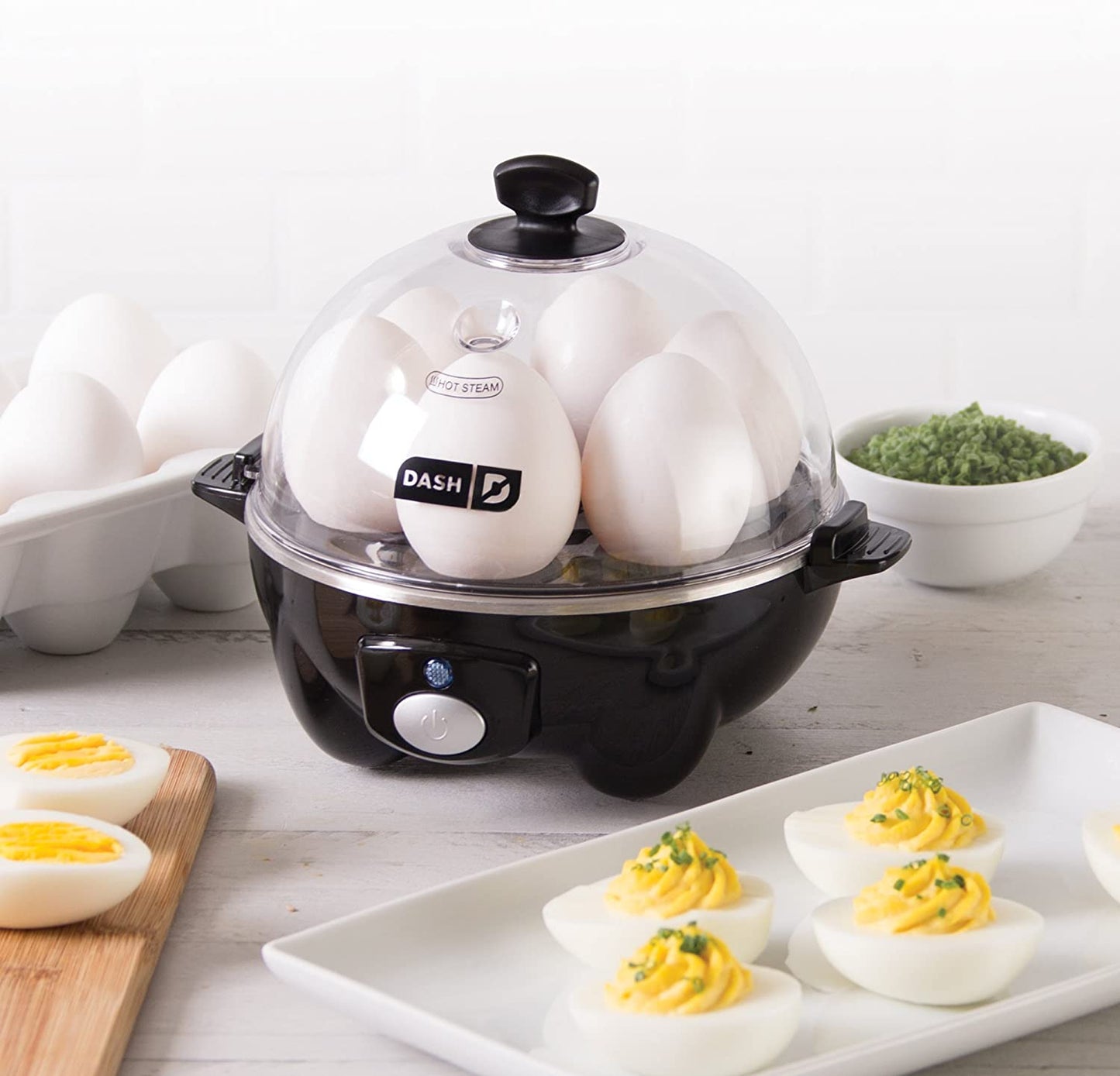 DASH Rapid 6 Capacity Electric Cooker for Hard Boiled, Poached, Scrambled Eggs, or Omelets with Auto Shut Off Feature, One Size, Black
