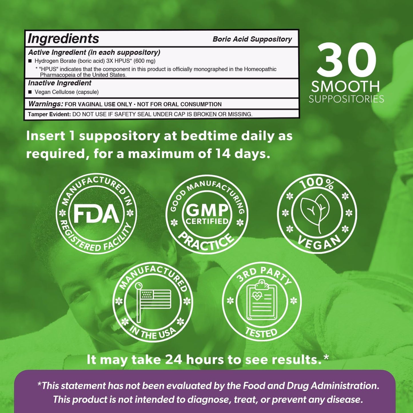 Intimate Rose Boric Balance 600 mg, 30 Vaginal Suppositories