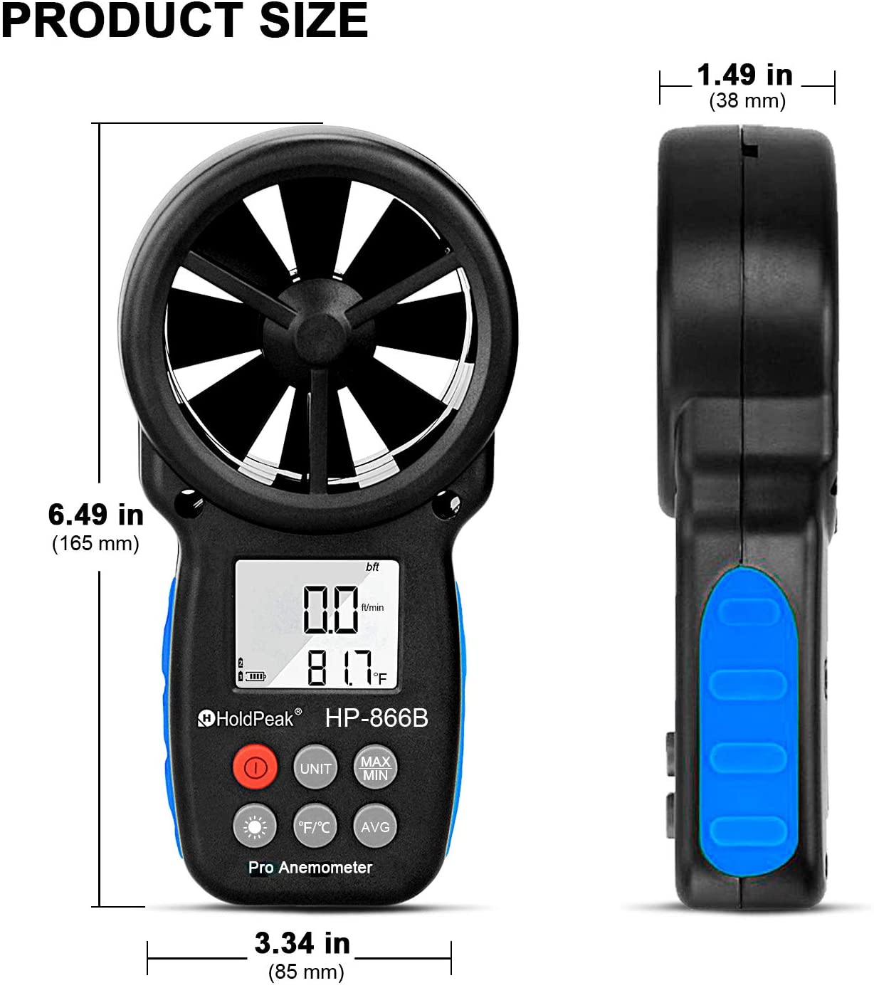 HOLDPEAK 866B Digital Anemometer Handheld Wind Speed c