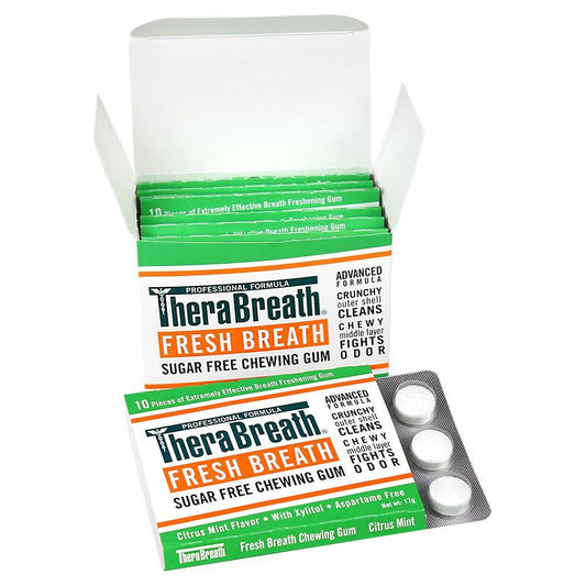 TheraBreath Fresh Breath Chewing Gum, Citrus Mint Flavor, 60 Pieces