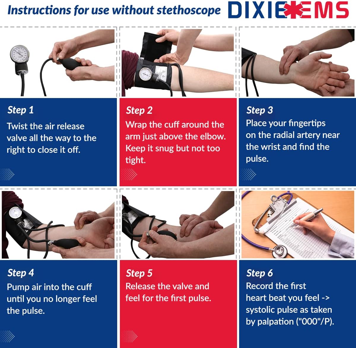 Dixie EMS Deluxe Aneroid Sphygmomanometer Blood Pressure Set Tool - Black