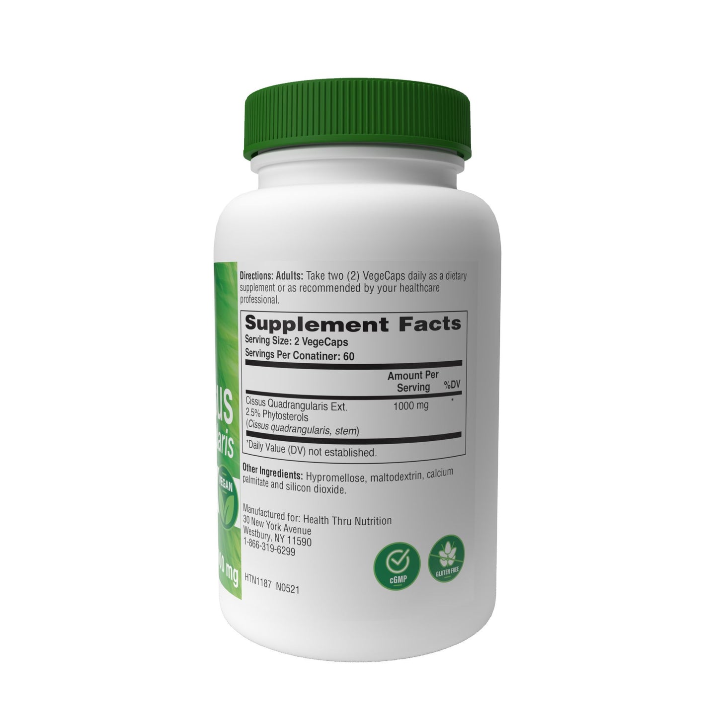 Health Thru Nutrition Cissus Quadrangularis Standardized to 2.5% Phytosterols 1000mg (NON-GMO) 120 Vegecaps