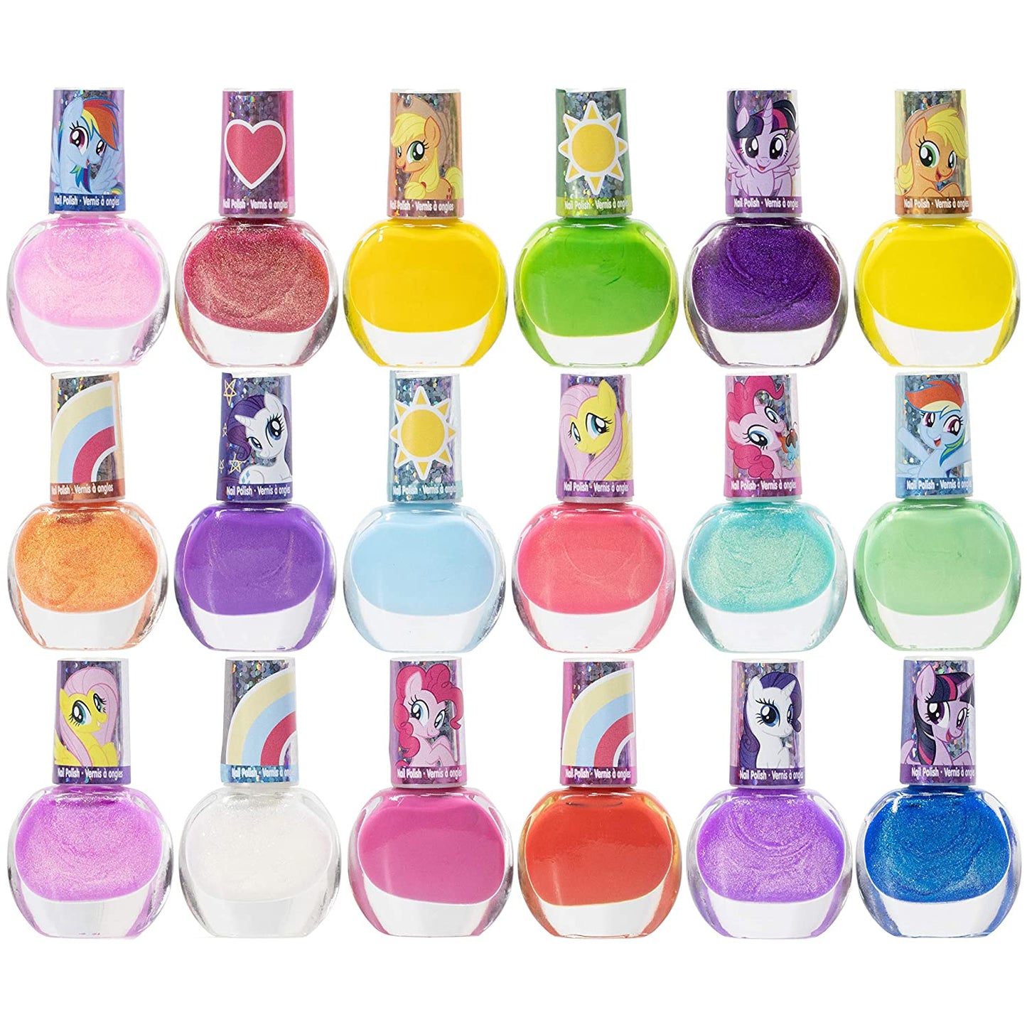 My Little Pony Non-Toxic Water Based Nail Polish Set Glittery and Opaque Colors Ages 3+