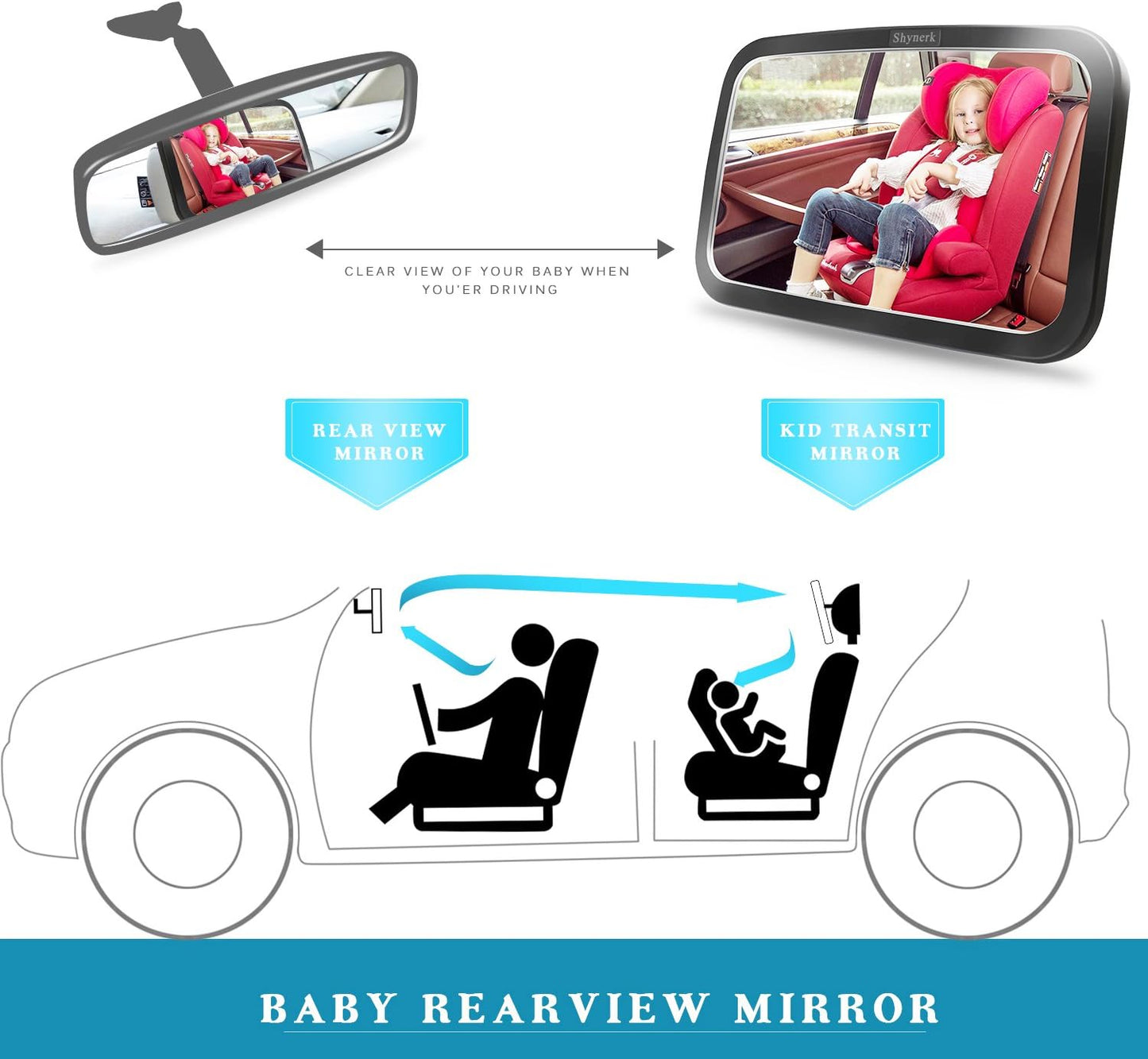 Shynerk Car Mirror, Safety Car Seat Mirror for Baby