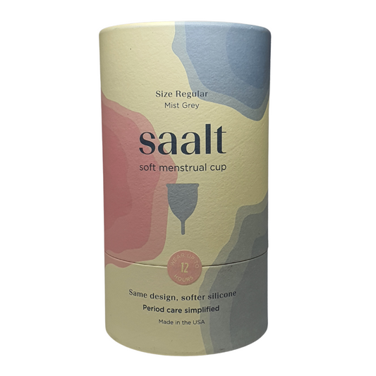 Saalt Soft Menstrual Cup Size Regular Mist Grey Wear Up To 12Hrs, 4 Tampons Capacity