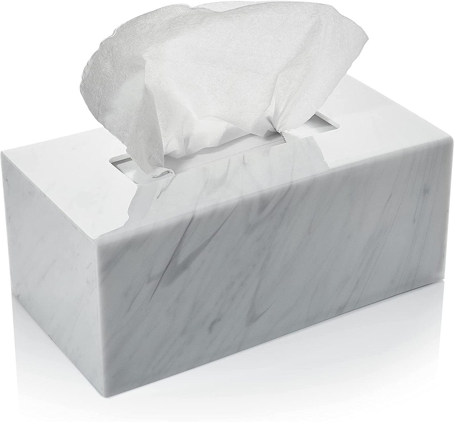 Acrylic Rectangular Tissue Box Holder / Dispenser (Marble)