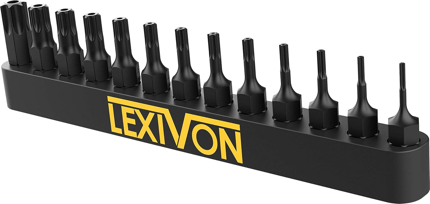 LEXIVON 13-Piece Tamper Resistant Star Bits, Impact Grade Security Torx Bit Set, 1/4-inch Hex Shank (LX-301)
