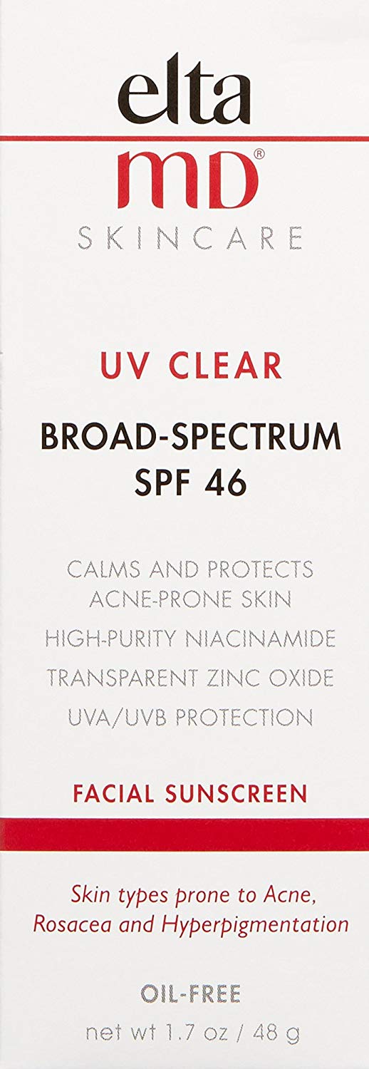 EltaMD UV Clear Facial Sunscreen Broad-Spectrum SPF 46 for Sensitive or Acne-Prone Skin,48 g (Packaging may vary)