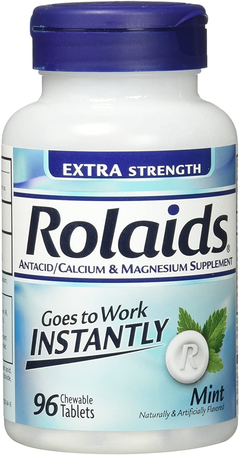 Rolaids | Antacid Calcium and Magnesium Extra Strength, Mint (96 Tablets)
