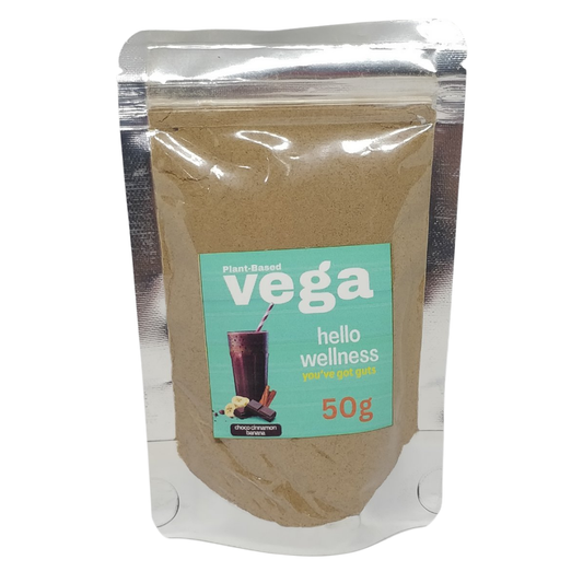 Trial Size Plant-Based Vega Hello Wellness Choco Cinnamon Banana, 50 g