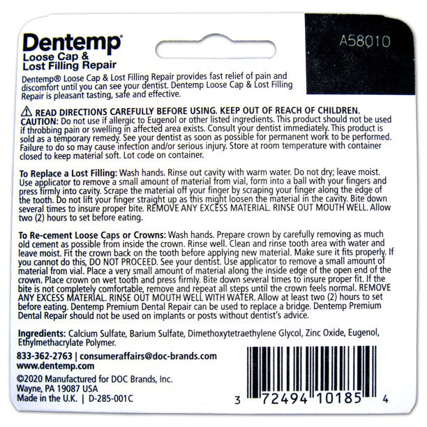 Dentemp Maximum Strength Loose Cap & Lost Filling Repair Kit, 14+ Repairs