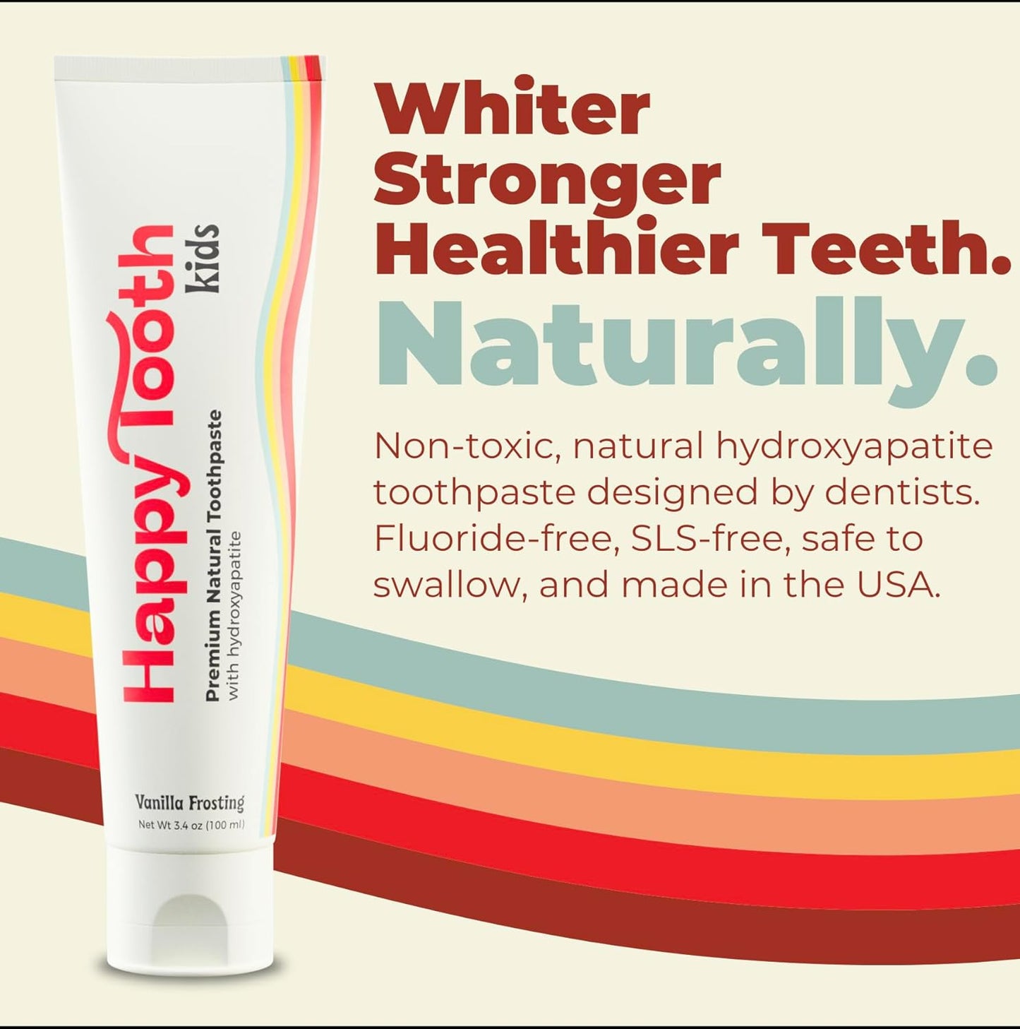 Happy Tooth Kids Fluoride-Free Toothpaste Vanilla Frosting, 100 ml / 3.4 oz