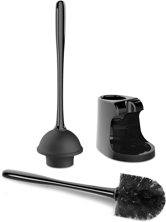 MR.SIGA Toilet Plunger and Bowl Brush Combo for Bathroom Cleaning Black, Pack Of 2