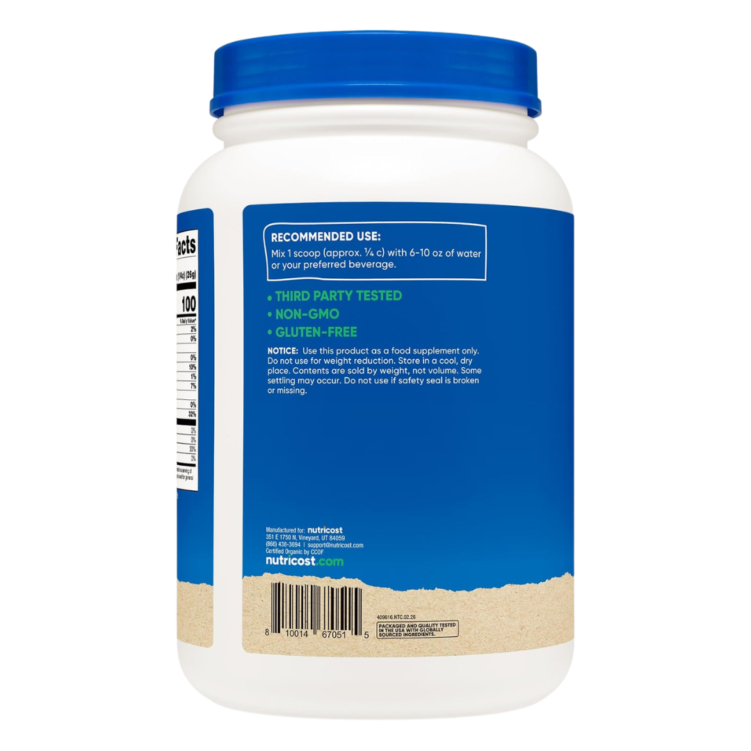 Nutricost Organic Pea Protein Unflavored, 32.4 oz / 907 g