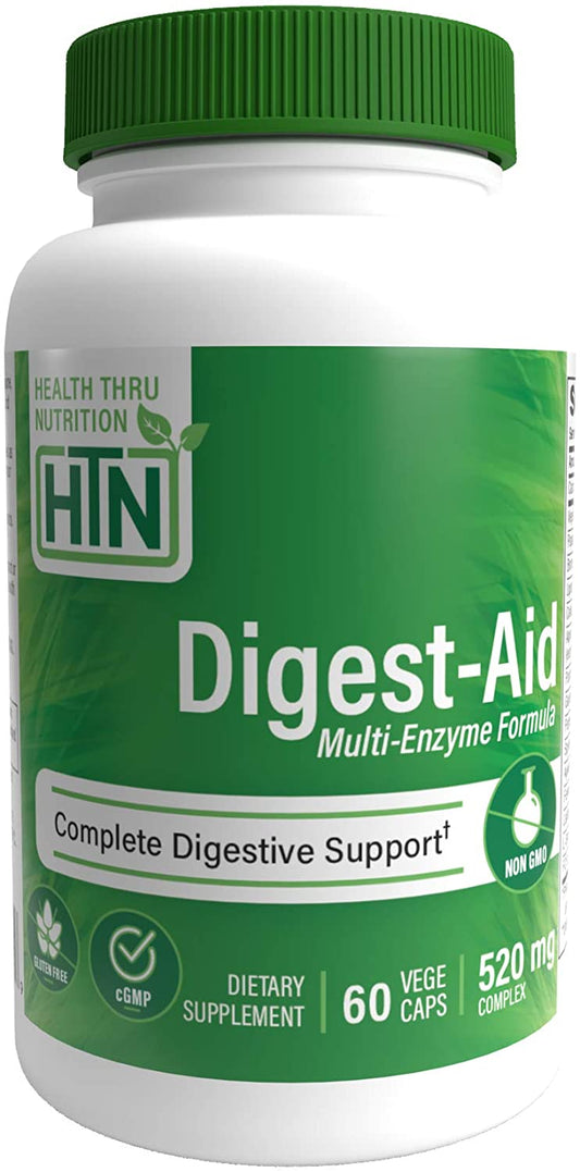 Health Thru Nutrition Digest Aid Enzyme Complex, 520mg, 60 Capsules Complete Digestive Support NON-GMO