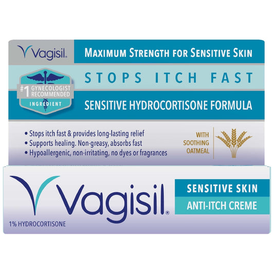 Vagisil Maximum Strength for Sensitive Skin, Anti-Itch V.ginal Cream 1 Ounce (28 g)