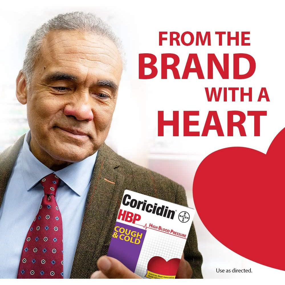 Coricidin HBP Cough & Cold Medicine for Hypertensives, 16 Tablets