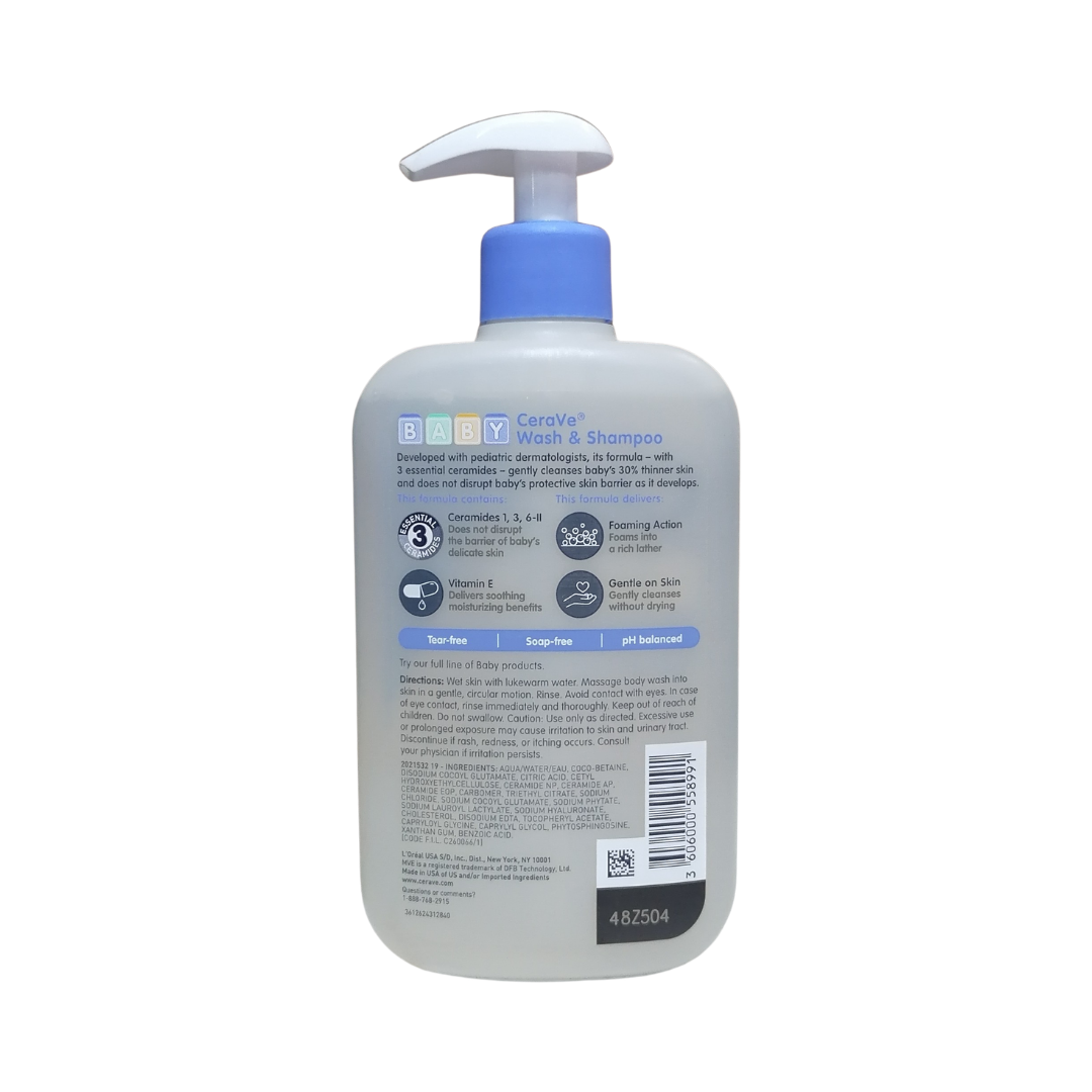 CeraVe Baby Wash & Shampoo, 16 oz / 473 ml