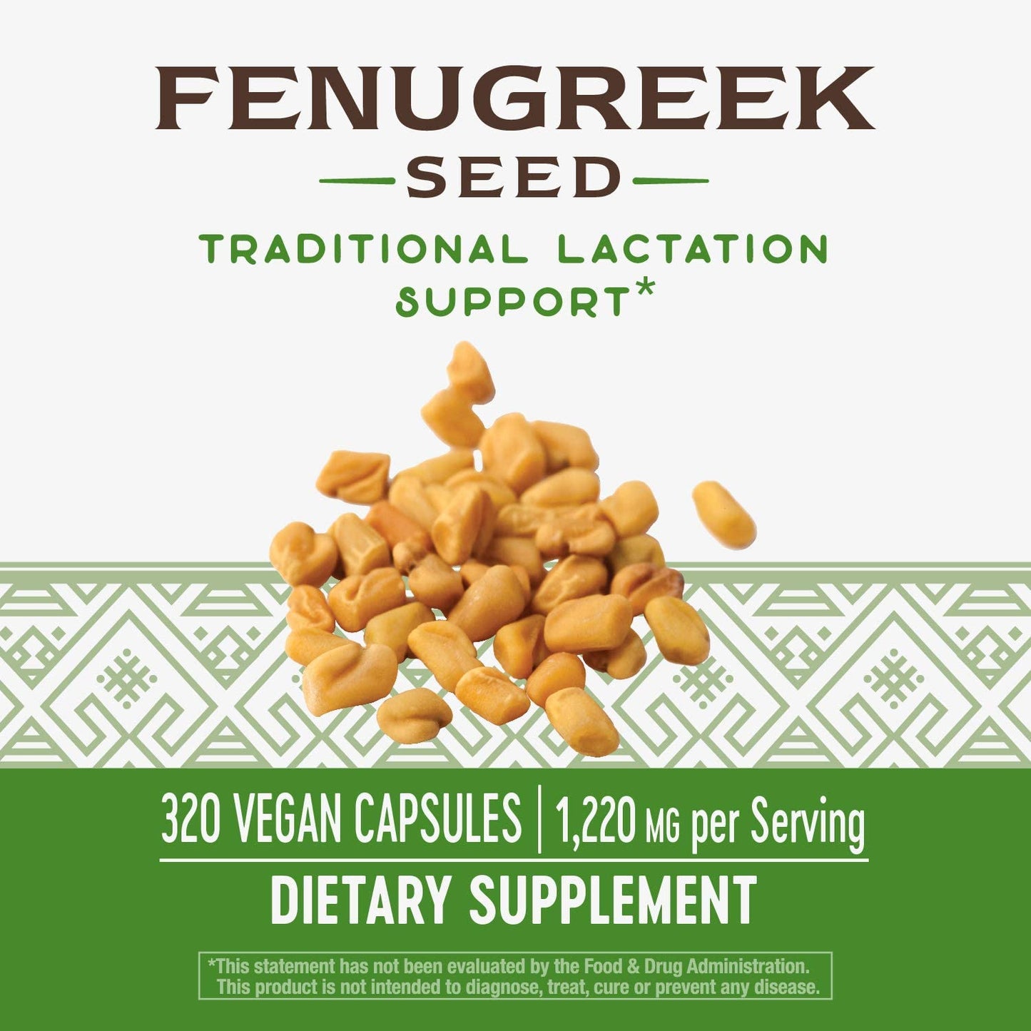 Nature's Way Fenugreek Seed Non-GMO 1220mg Per Serving, 320 Vegan Capsules