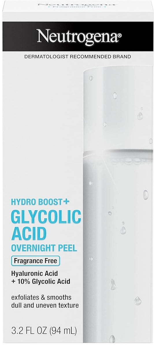 Neutrogena Hydro Boost Glycolic Acid Ovenight Peel. Fragrance Free, 3.2 fl oz / 94mL