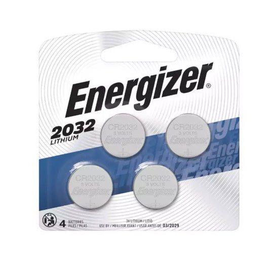 Energizer CR2032 Lithium Battery, 3 Volts, 4 Count