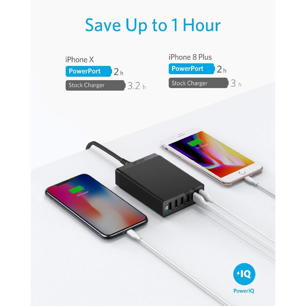 6 Port USB Wall Charger 60W Charging Station, Multi USB Charger